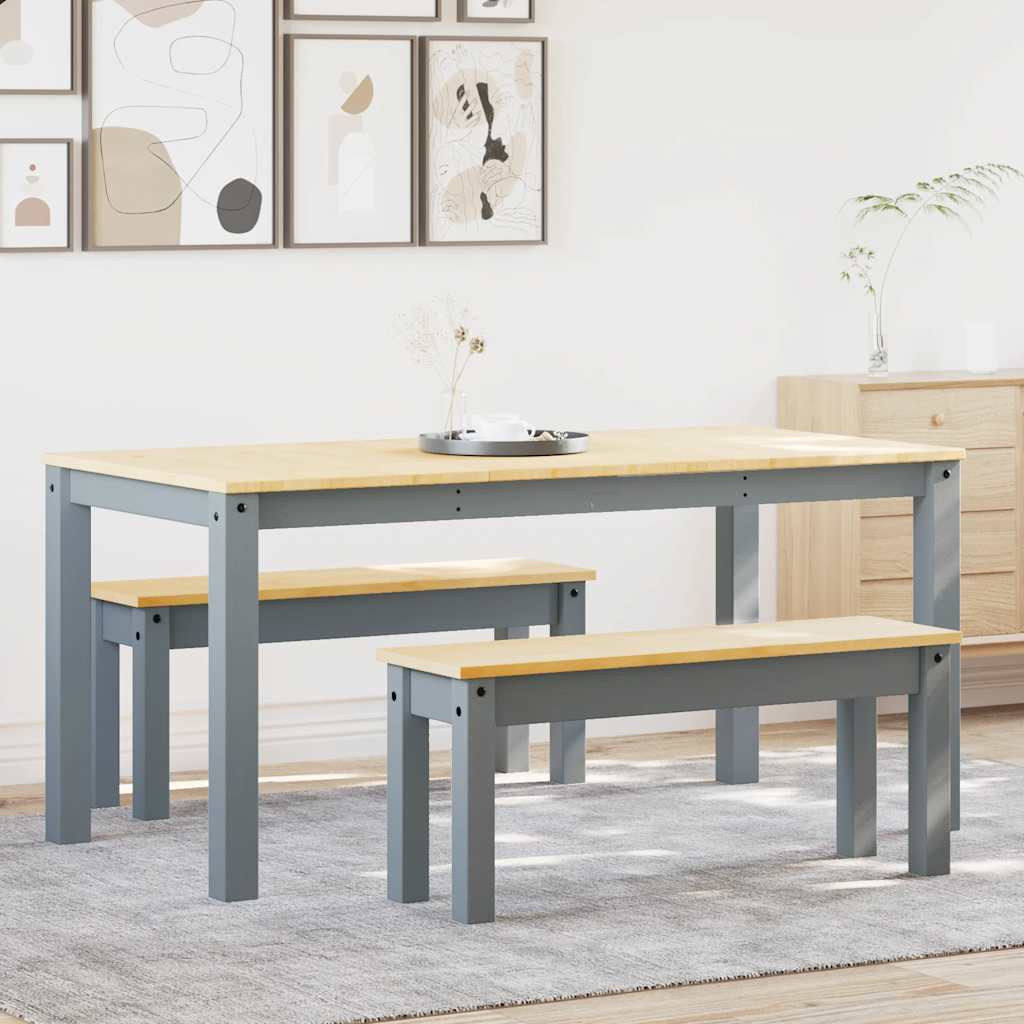 5-Tlg. Essgruppe Panama Massivholz Kiefer Grau