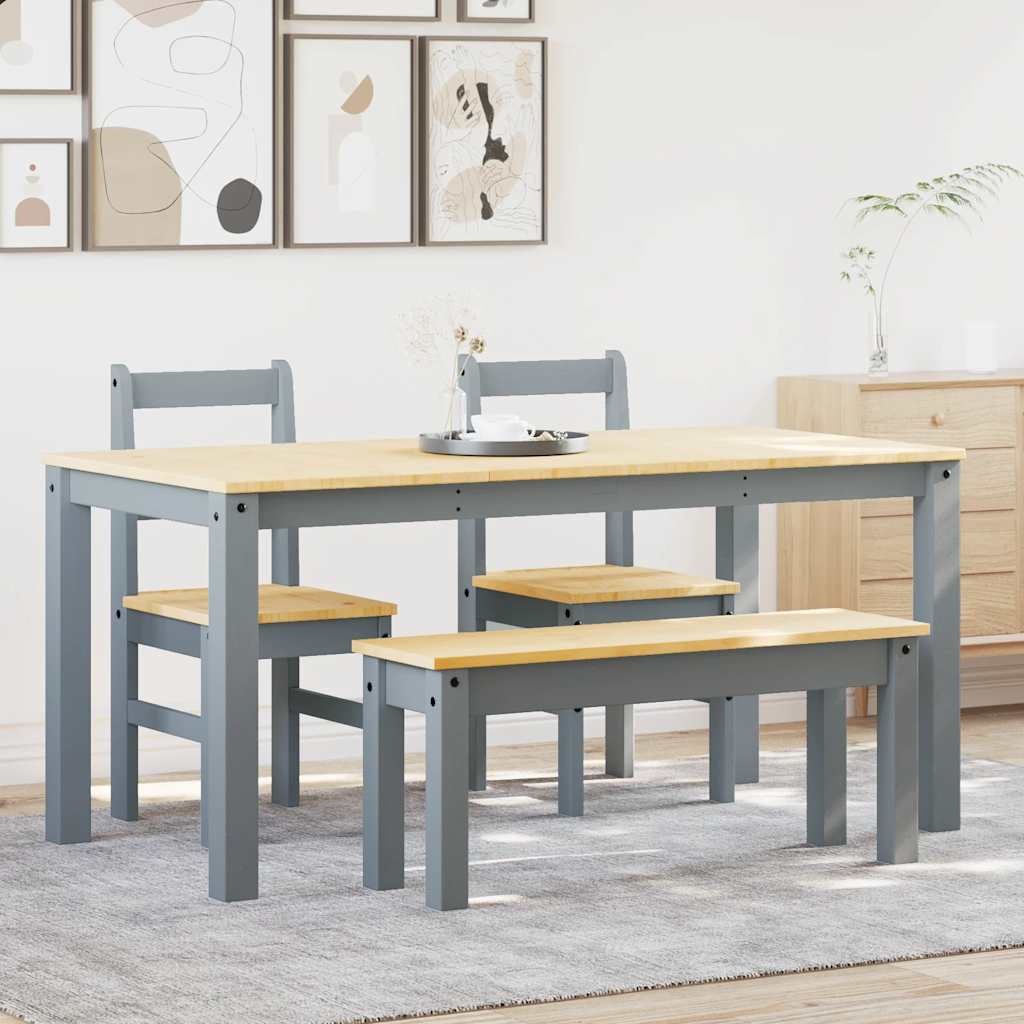 5-Tlg. Essgruppe Panama Massivholz Kiefer Grau