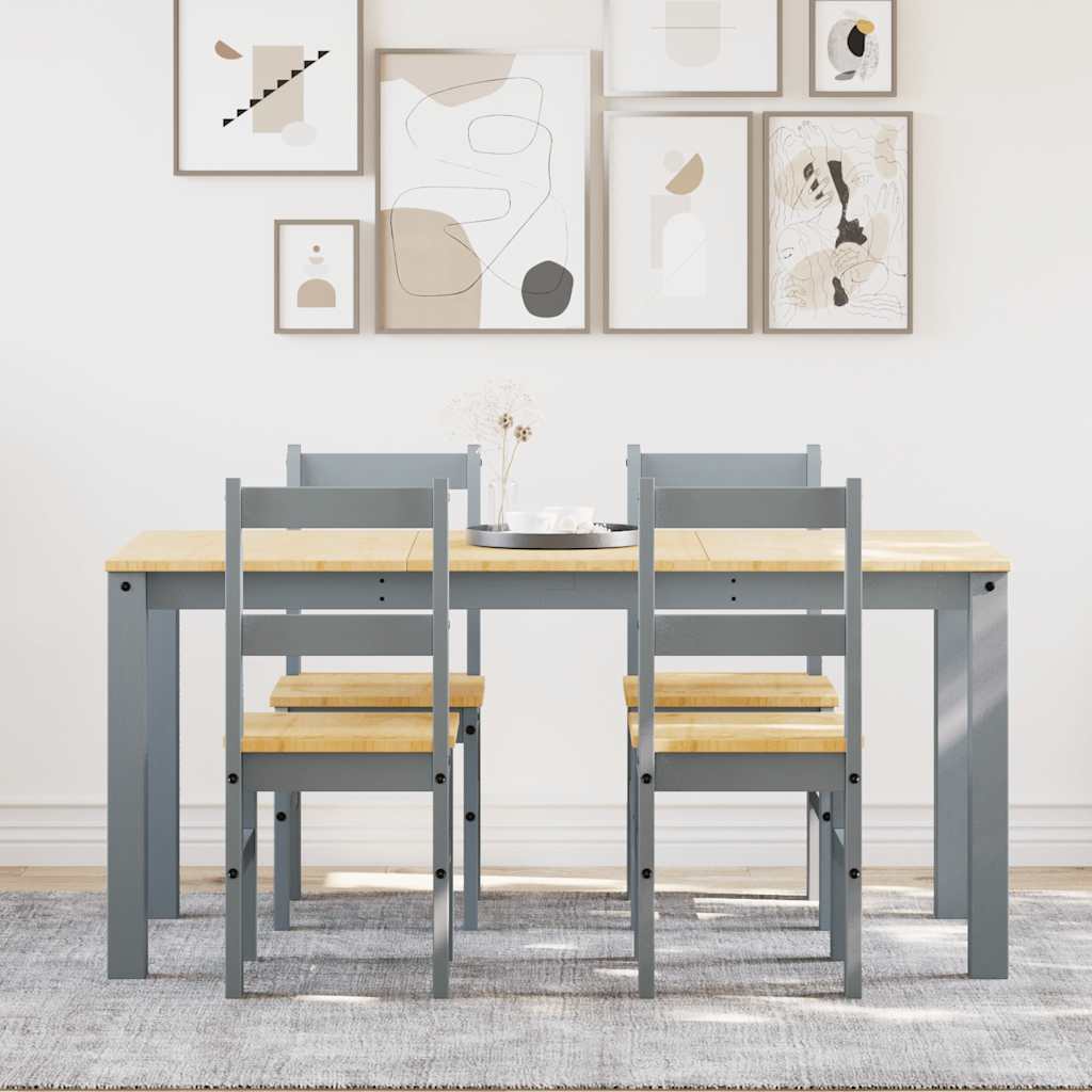 5-Tlg. Essgruppe Panama Massivholz Kiefer Grau