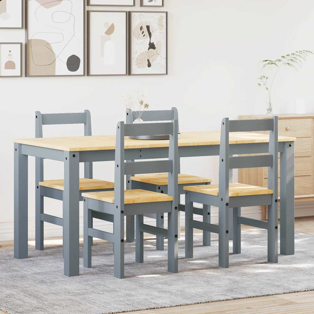 5-Tlg. Essgruppe Panama Massivholz Kiefer Grau