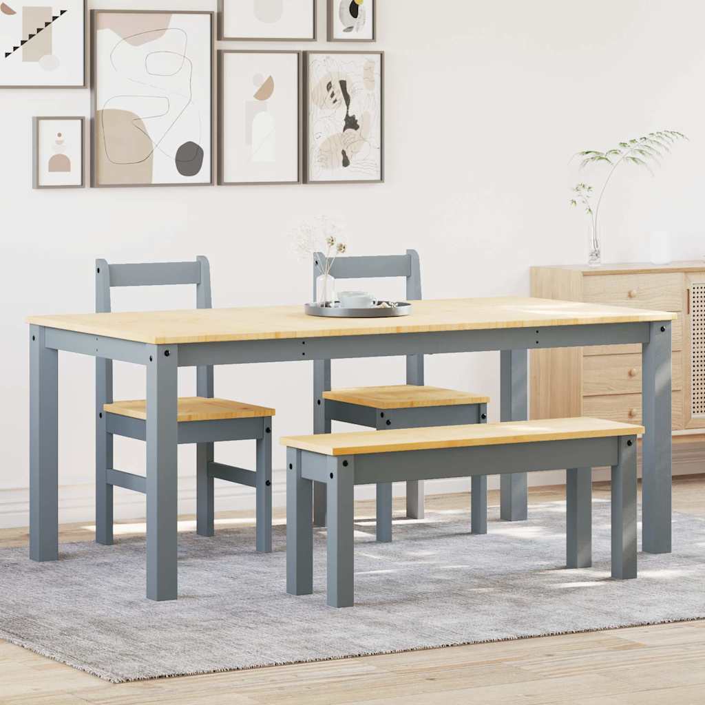 5-Tlg. Essgruppe Panama Massivholz Kiefer Grau