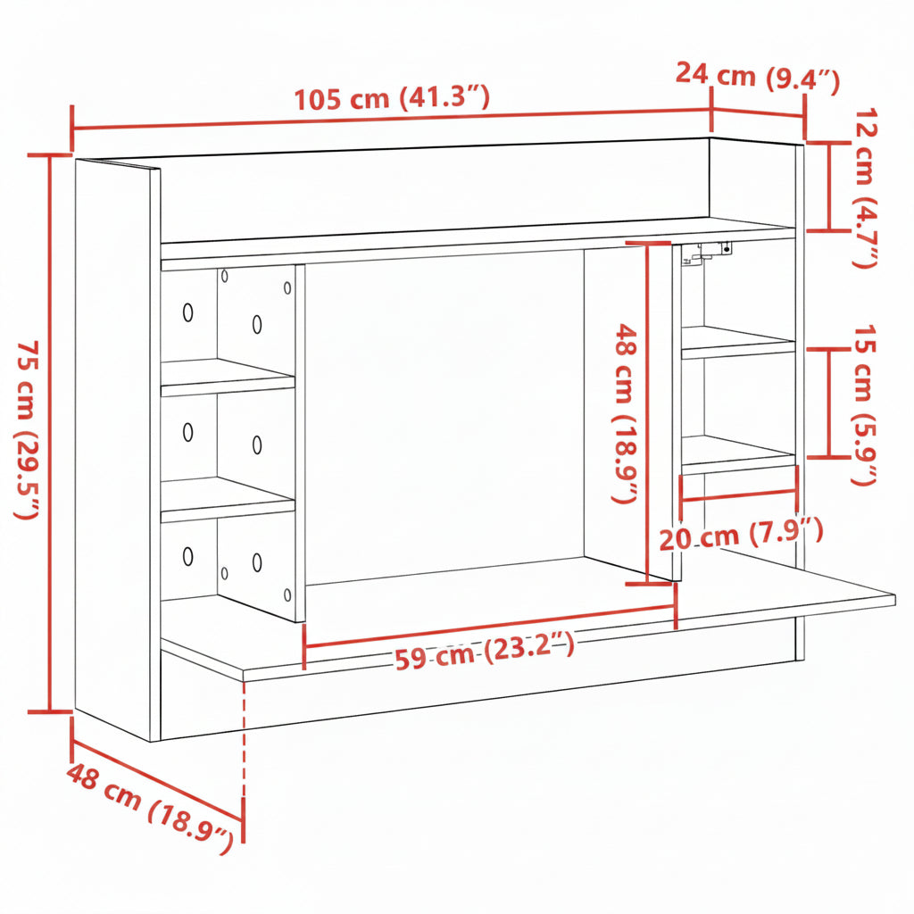 Wandtisch Artisan-Eiche Holzwerkstoff 105 X 48 X 75 Cm