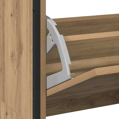 Schuhschrank mit 4 Klappen Braun Eiche-Optik 100x34x112 cm