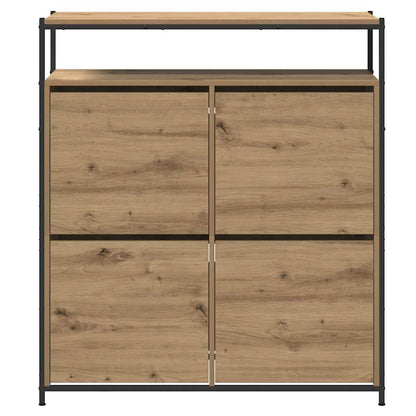 Schuhschrank mit 4 Klappen Braun Eiche-Optik 100x34x112 cm