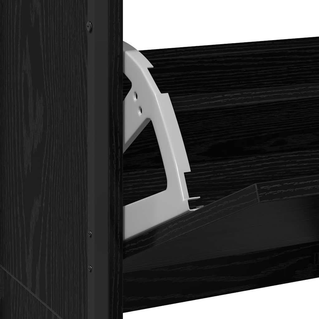 Schuhschrank mit 4 Klappen Braun Eiche-Optik 100x34x112 cm