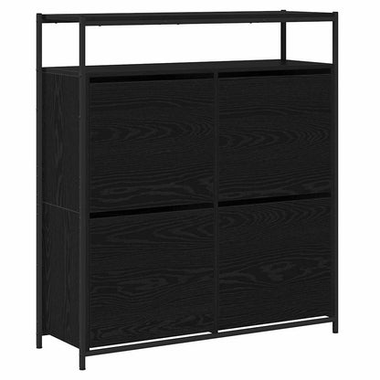 Schuhschrank mit 4 Klappen Braun Eiche-Optik 100x34x112 cm