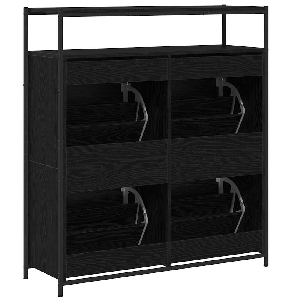 Schuhschrank mit 4 Klappen Braun Eiche-Optik 100x34x112 cm