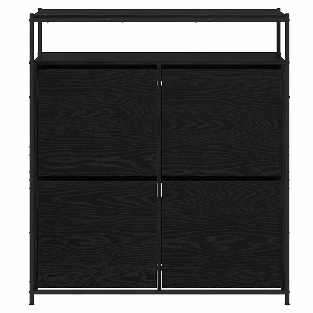 Schuhschrank mit 4 Klappen Braun Eiche-Optik 100x34x112 cm