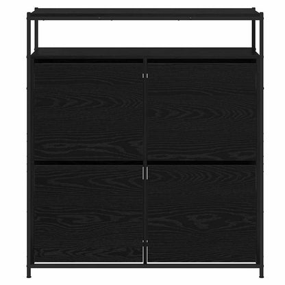 Schuhschrank mit 4 Klappen Braun Eiche-Optik 100x34x112 cm