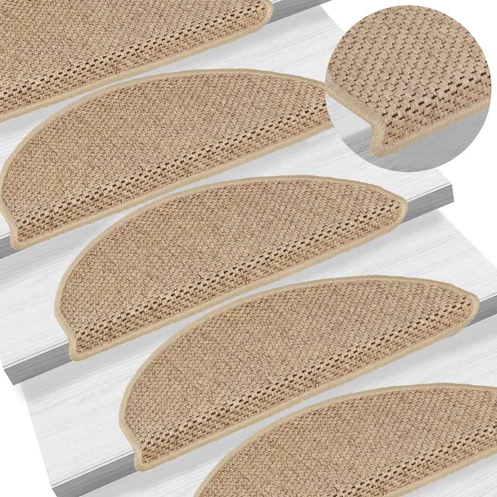 Treppenmatten Selbstklebend Sisal-Look 15 Stk. 65x21x4 Platina