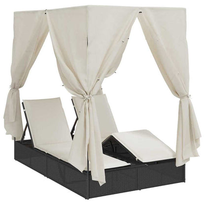 Doppelte Sonnenliege Warmes Weiß 205 X 129 X 200 Cm Poly-Rattan