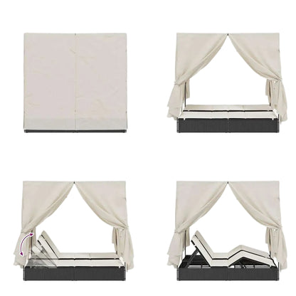 Doppelte Sonnenliege Warmes Weiß 205 X 129 X 200 Cm Poly-Rattan