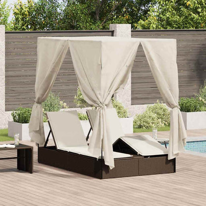 Doppelte Sonnenliege Warmes Weiß 205 X 129 X 200 Cm Poly-Rattan
