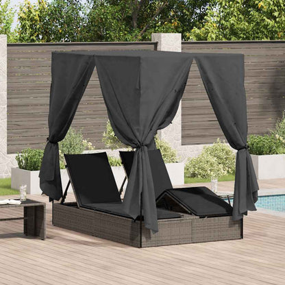 Doppelte Sonnenliege Warmes Weiß 205 X 129 X 200 Cm Poly-Rattan