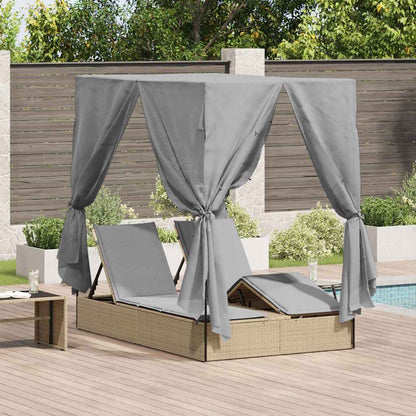 Doppelte Sonnenliege Warmes Weiß 205 X 129 X 200 Cm Poly-Rattan