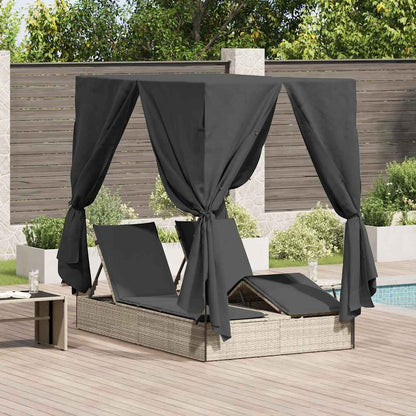 Doppelte Sonnenliege Warmes Weiß 205 X 129 X 200 Cm Poly-Rattan