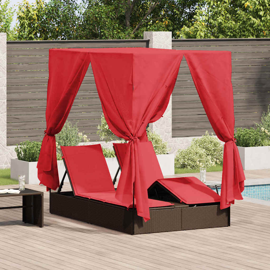 Doppelte Sonnenliege Warmes Weiß 205 X 129 X 200 Cm Poly-Rattan