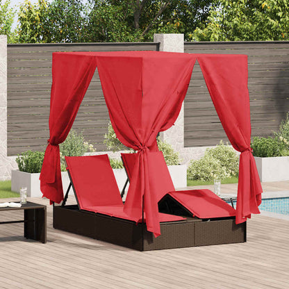 Doppelte Sonnenliege Warmes Weiß 205 X 129 X 200 Cm Poly-Rattan