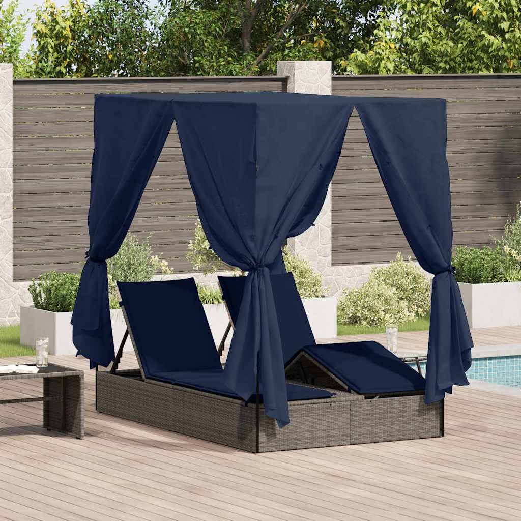Doppelte Sonnenliege Warmes Weiß 205 X 129 X 200 Cm Poly-Rattan
