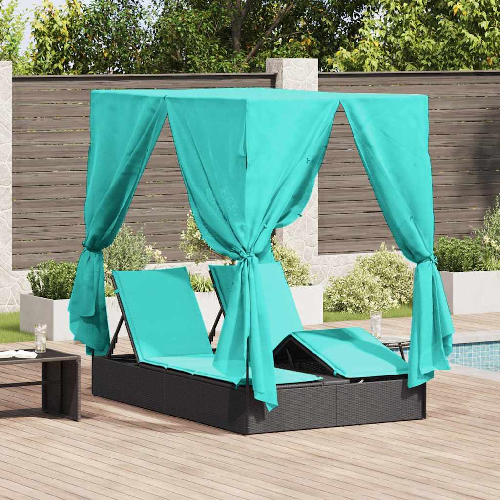 Doppelte Sonnenliege Warmes Weiß 205 X 129 X 200 Cm Poly-Rattan