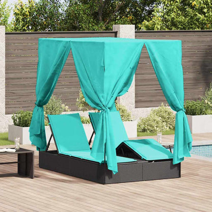 Doppelte Sonnenliege Warmes Weiß 205 X 129 X 200 Cm Poly-Rattan