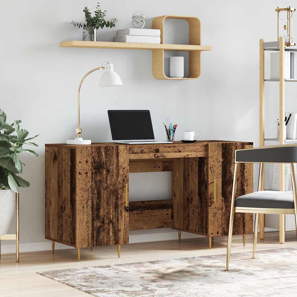 Schreibtisch mit Regal Schwarz Eichen-Optik 140 x 50 x 75 cm