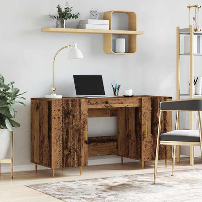 Schreibtisch mit Regal Schwarz Eichen-Optik 140 x 50 x 75 cm