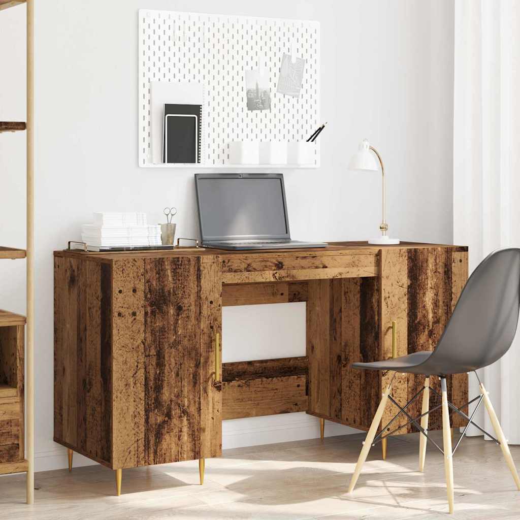 Schreibtisch mit Regal Schwarz Eichen-Optik 140 x 50 x 75 cm
