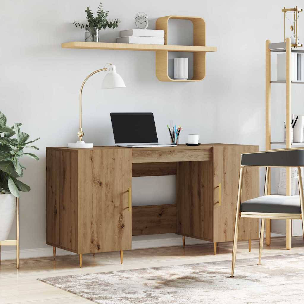 Schreibtisch mit Regal Schwarz Eichen-Optik 140 x 50 x 75 cm