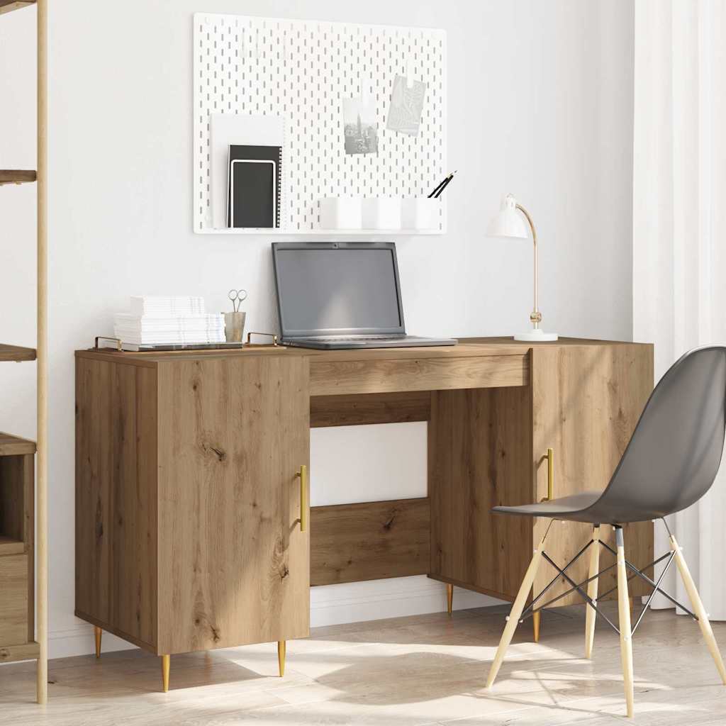 Schreibtisch mit Regal Schwarz Eichen-Optik 140 x 50 x 75 cm