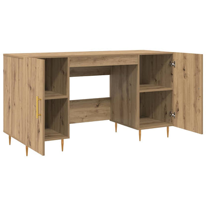 Schreibtisch mit Regal Schwarz Eichen-Optik 140 x 50 x 75 cm