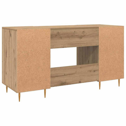 Schreibtisch mit Regal Schwarz Eichen-Optik 140 x 50 x 75 cm