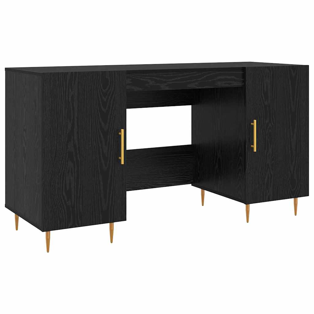 Schreibtisch mit Regal Schwarz Eichen-Optik 140 x 50 x 75 cm
