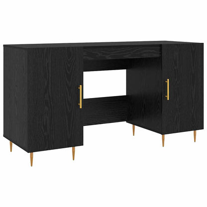 Schreibtisch mit Regal Schwarz Eichen-Optik 140 x 50 x 75 cm