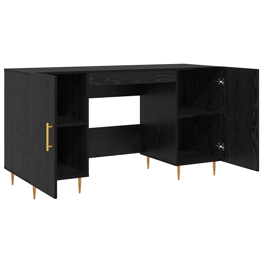 Schreibtisch mit Regal Schwarz Eichen-Optik 140 x 50 x 75 cm