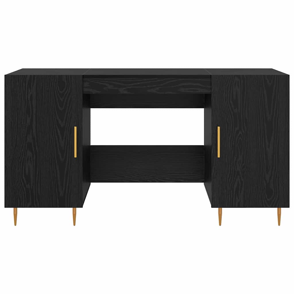 Schreibtisch mit Regal Schwarz Eichen-Optik 140 x 50 x 75 cm