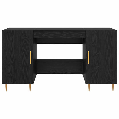 Schreibtisch mit Regal Schwarz Eichen-Optik 140 x 50 x 75 cm