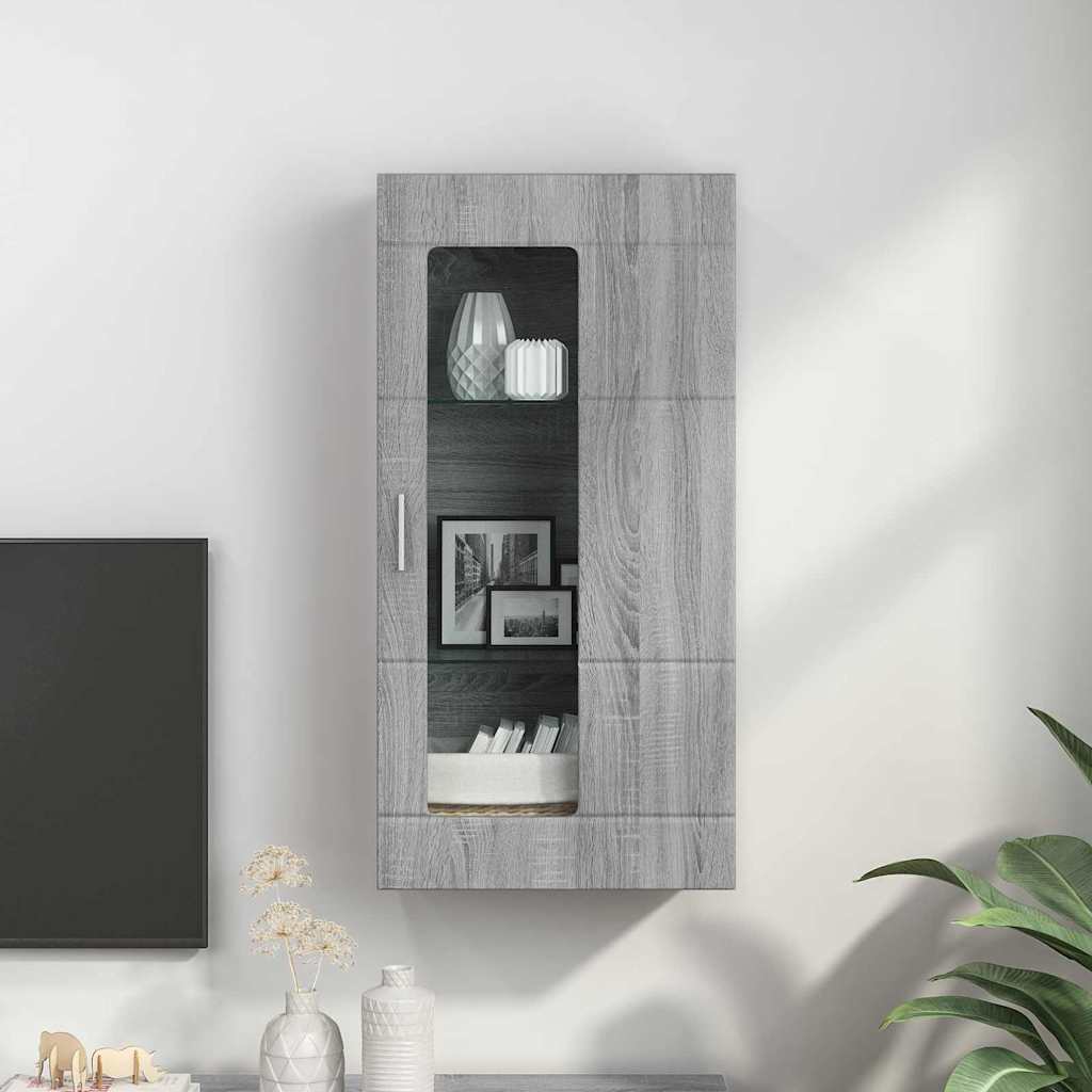 Holzschrank | Wandschrank | Vitrine | mit Glastür | Schrankmöbel | Wandmontiert