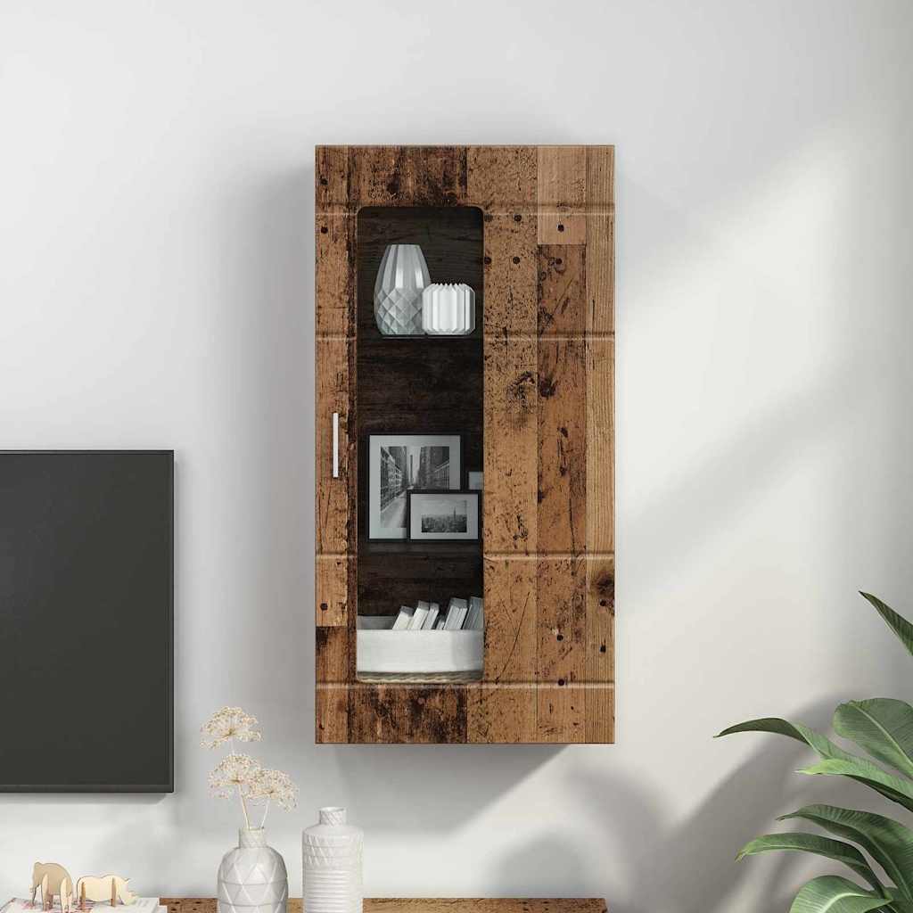 Holzschrank | Wandschrank | Vitrine | mit Glastür | Schrankmöbel | Wandmontiert