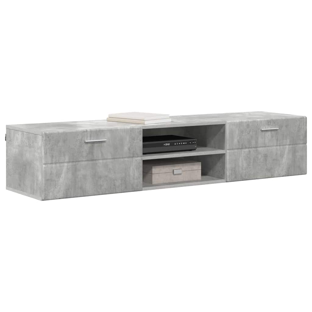 Wandmontiertes Lowboard | Holzschrank | Wandschrank | 2 Schubladen | 150 cm