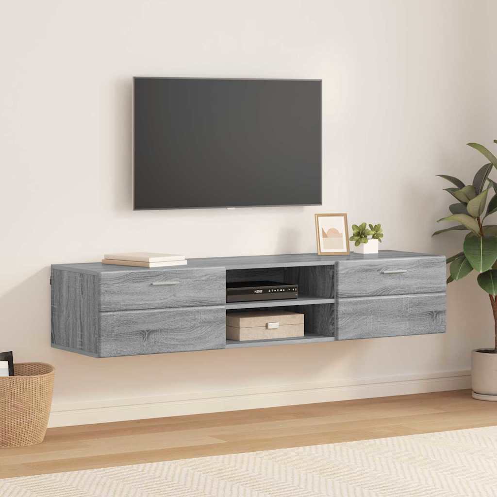 Wandmontiertes Lowboard | Holzschrank | Wandschrank | 2 Schubladen | 150 cm