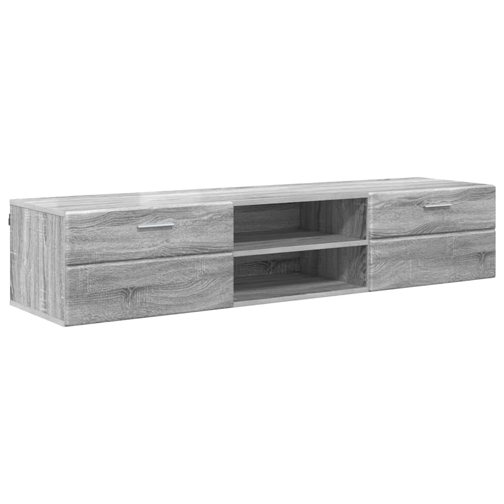 Wandmontiertes Lowboard | Holzschrank | Wandschrank | 2 Schubladen | 150 cm