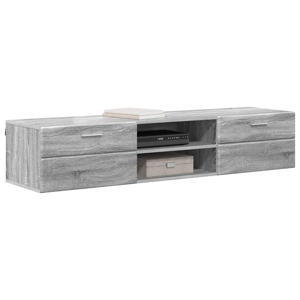 Wandmontiertes Lowboard | Holzschrank | Wandschrank | 2 Schubladen | 150 cm