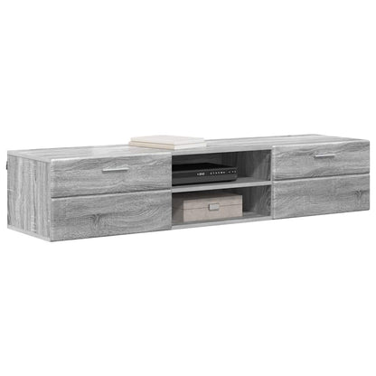 Wandmontiertes Lowboard | Holzschrank | Wandschrank | 2 Schubladen | 150 cm