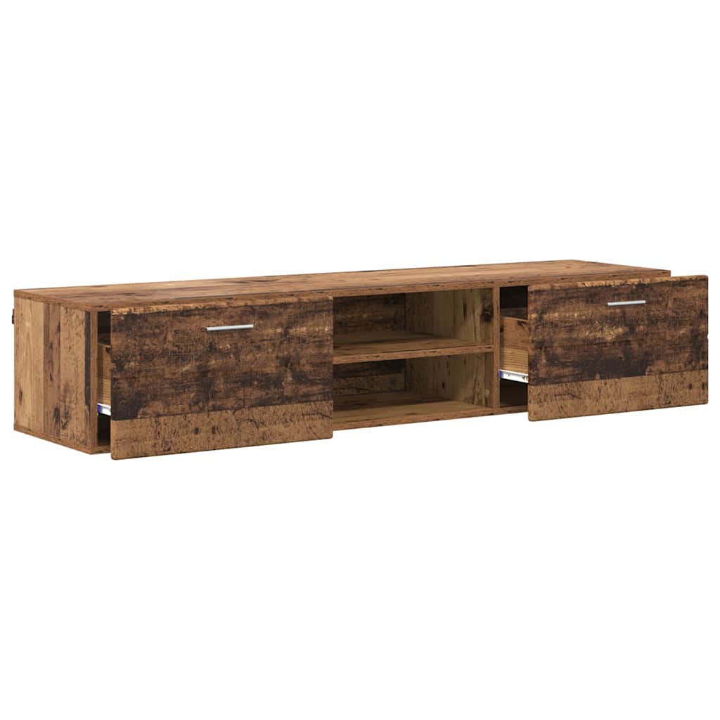 Wandmontiertes Lowboard | Holzschrank | Wandschrank | 2 Schubladen | 150 cm
