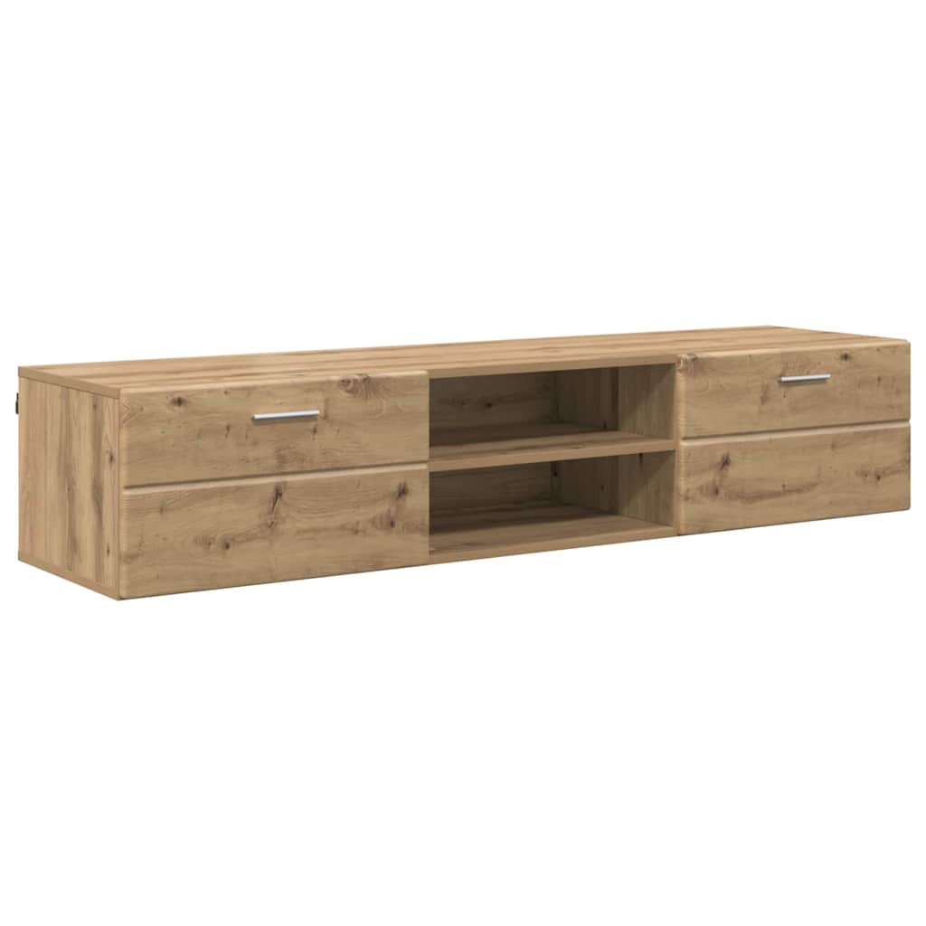 Wandmontiertes Lowboard | Holzschrank | Wandschrank | 2 Schubladen | 150 cm