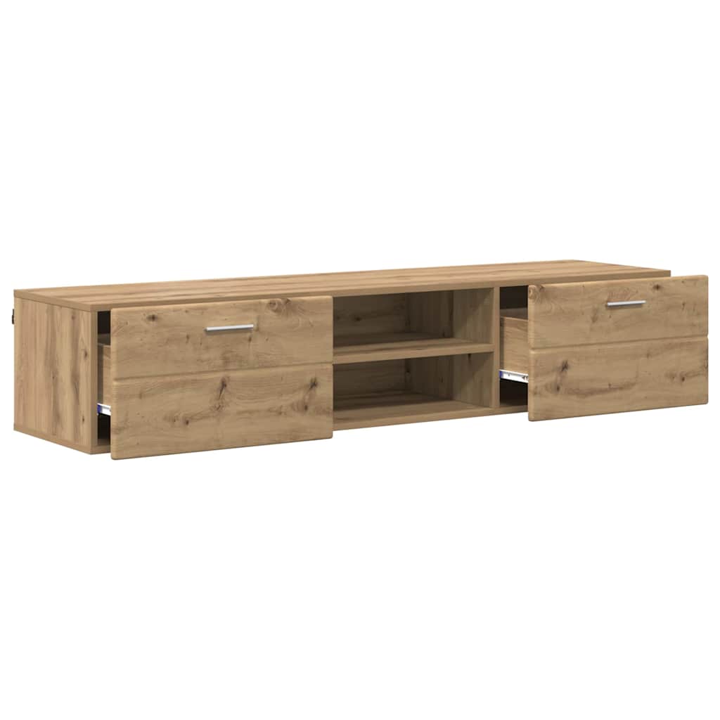 Wandmontiertes Lowboard | Holzschrank | Wandschrank | 2 Schubladen | 150 cm