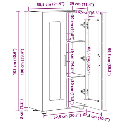 Sideboard | Kommode | Vitrinenschrank | Glastüren | Wohnzimmermöbel | 103 cm