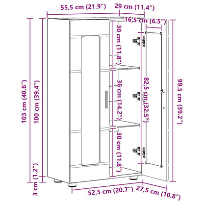 Sideboard | Kommode | Vitrinenschrank | Glastüren | Wohnzimmermöbel | 103 cm
