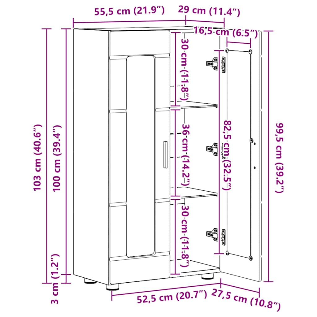 Sideboard | Kommode | Vitrinenschrank | Glastüren | Wohnzimmermöbel | 103 cm